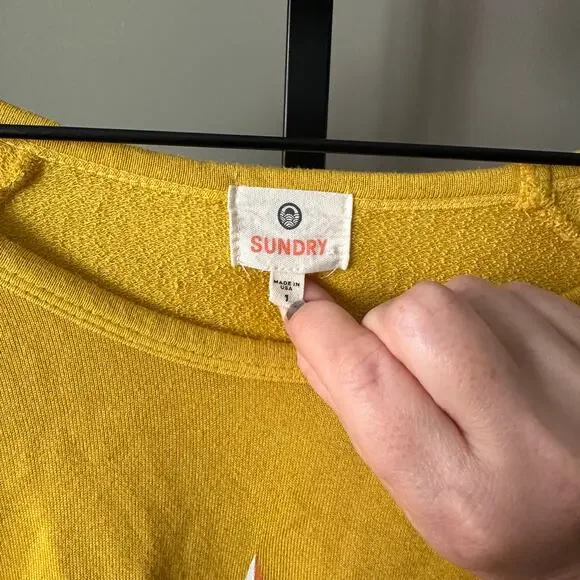 Anthropologie Sundry Texas Star Mustard Sweatshirt, size S - Picture 4 of 6